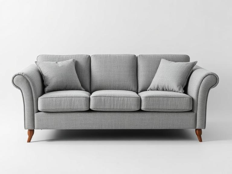 Modern Sectional Sofa — Grey Linen